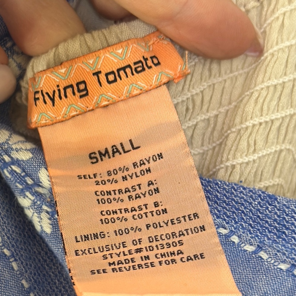 Flying Tomato Blue and Cream Sleeveless Sundress - Picture 2 of 9
